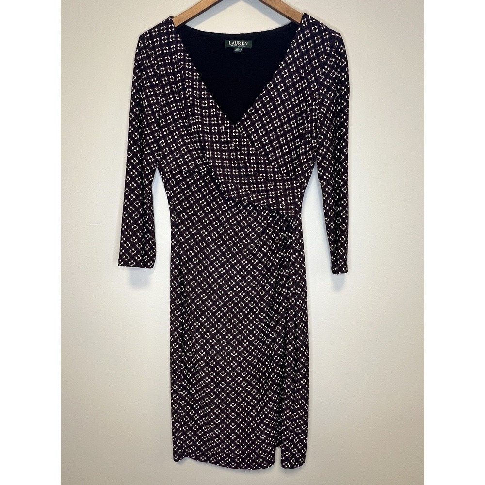 Lauren Ralph Lauren Dress Women's size 6 Floral 3/4 Sleeve Very Flattering!